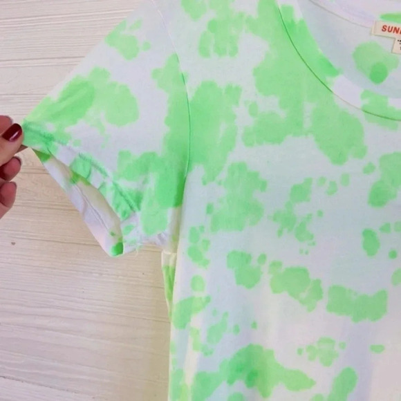 SUNDRY Boy Bright Green and White Tie Dye Short Sleeve T Shirt Sz 1 Small - Picture 4 of 13